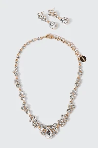 Cluster Stone Necklace Set