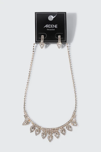Rhinestone Necklace and Earring Set