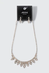 Rhinestone Necklace and Earring Set