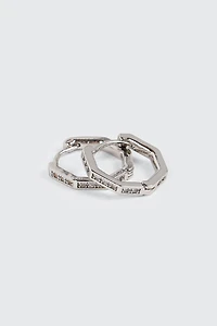 14K White Gold Plated Hexagon Hoop Earrings