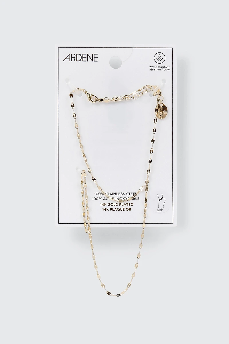 Chaîne de cheville plaquée or 14K
