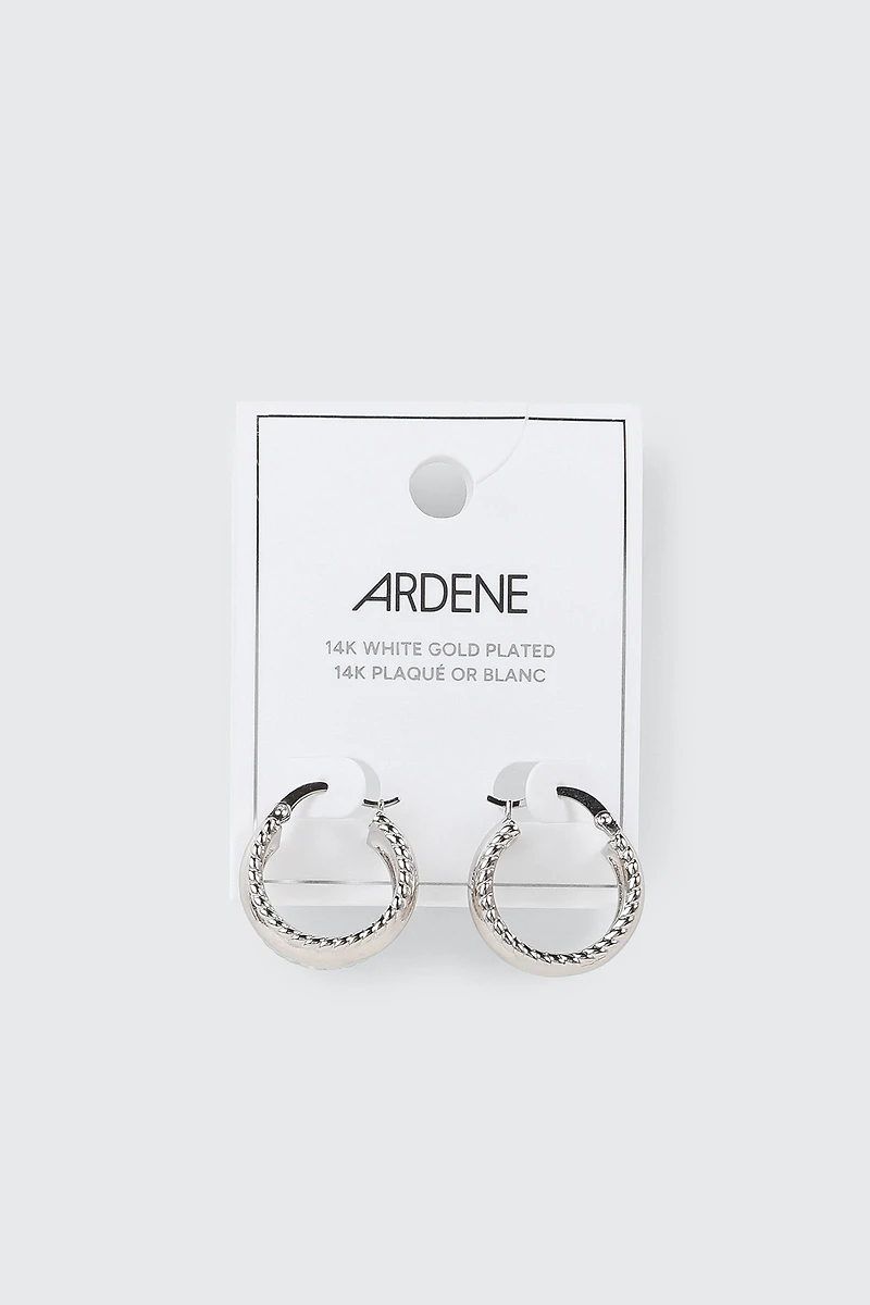 14K White Gold Plated Hoop Earrings