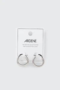 14K White Gold Plated Hoop Earrings