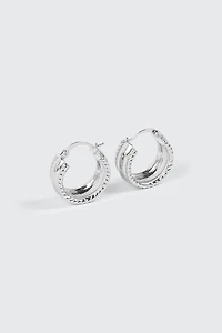 14K White Gold Plated Hoop Earrings