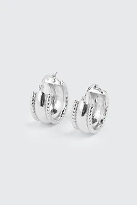 14K White Gold Plated Hoop Earrings
