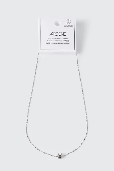 Collier en acier inoxydable à pendentif cylindrique