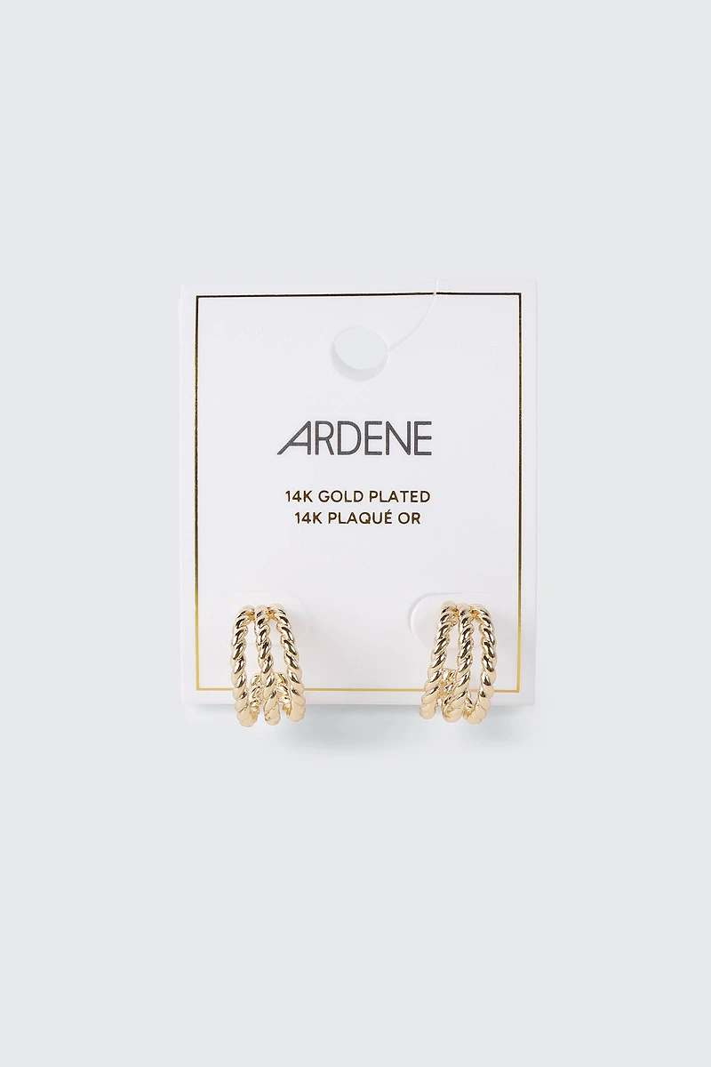 14K Gold Twisted Hoop Earrings