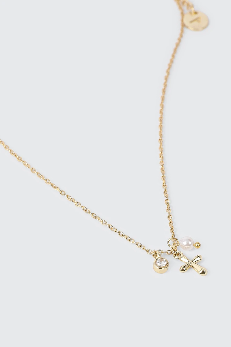 Collier croix plaqué or 14 carats