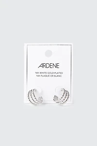 Boucles d'oreilles anneaux torsadés en or blanc 14K