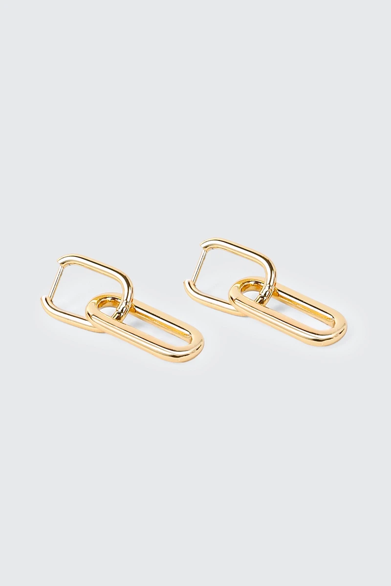 14K Gold-Plated Double Link Earrings