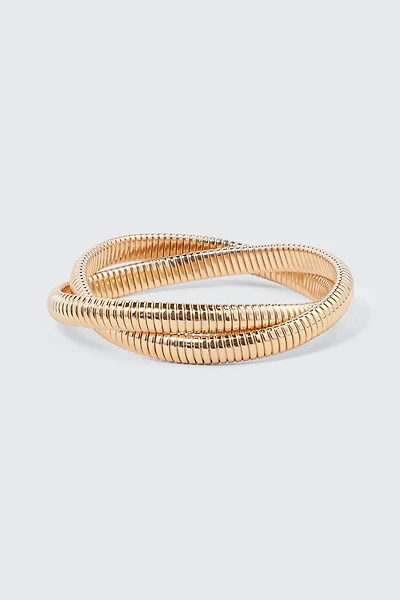 Two-Row Interlocked Bangle Bracelet