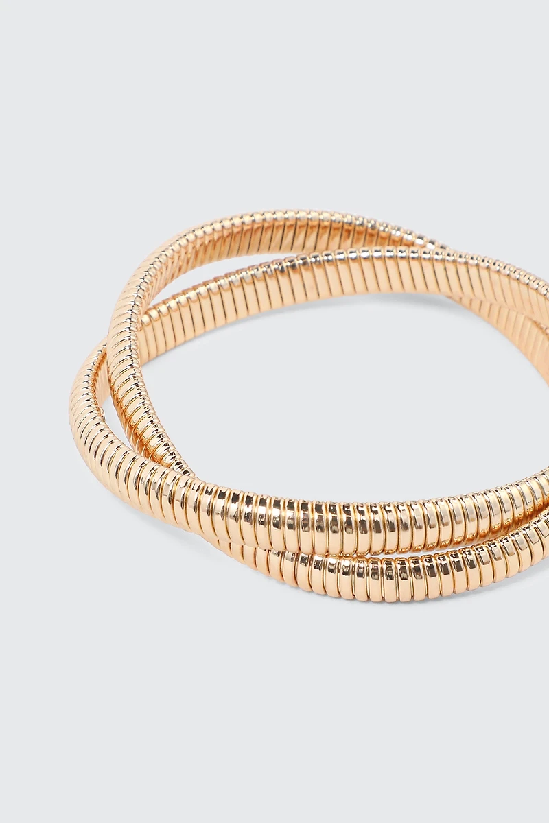 Two-Row Interlocked Bangle Bracelet