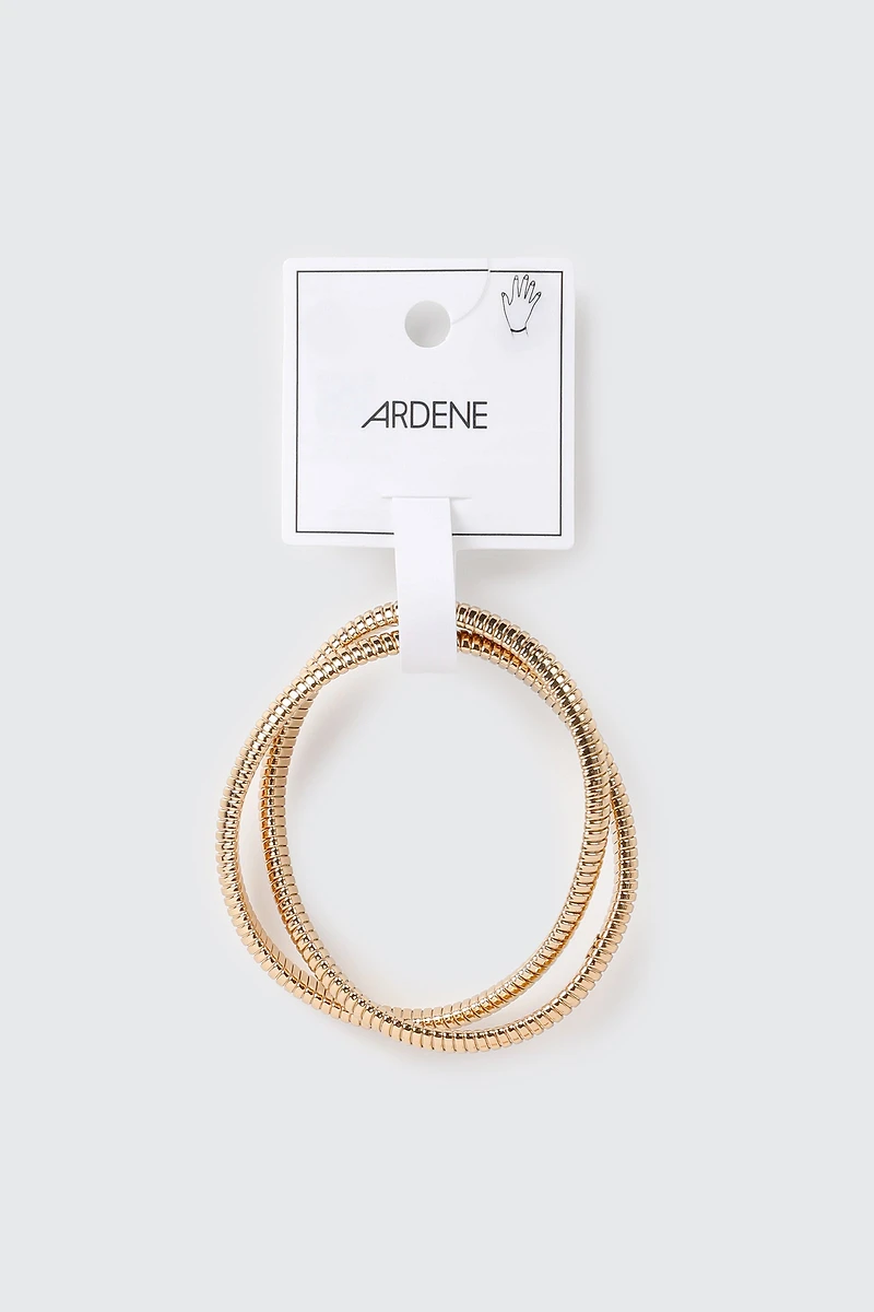 Two-Row Interlocked Bangle Bracelet