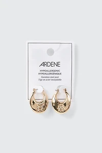 Oval Floral Detail Hoop Earrings