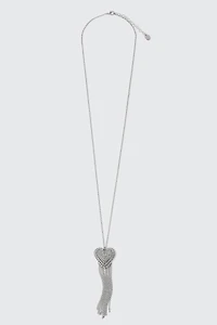 Collier long avec pendentif cœur et franges à chaînettes