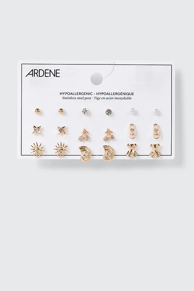 Lot de 9 paires de boucles d’oreilles à clous