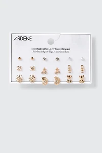 Lot de 9 paires de boucles d’oreilles à clous