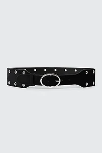 Wide Faux Suede Grommet Waist Belt