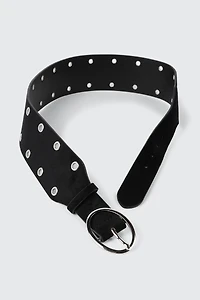 Wide Faux Suede Grommet Waist Belt