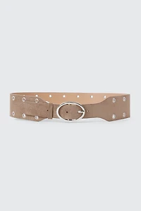Ceinture large à œillets en faux suède
