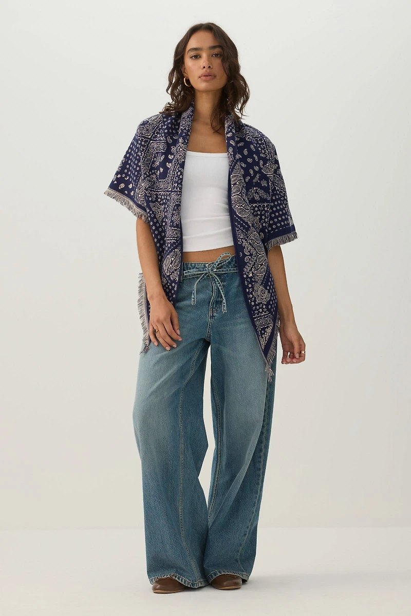 Reversible Bandana Print Poncho