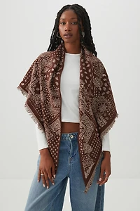 Reversible Bandana Print Poncho