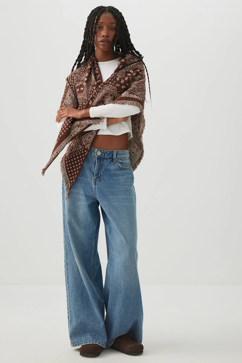 Reversible Bandana Print Poncho