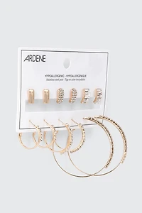 6 Pairs Hoop and Stud Earrings