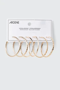 Lot de 3 paires d'anneaux texturés