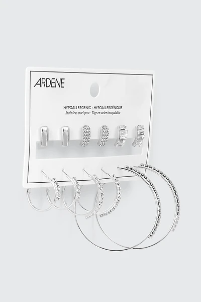 6 paires d’anneaux et de clous d’oreilles