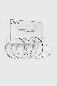 3 Pairs Textured Hoop Earrings
