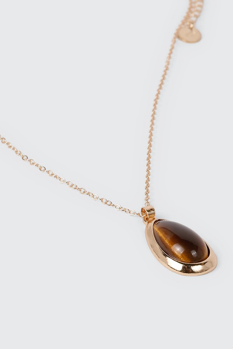 Oval Cat Eye Stone Necklace