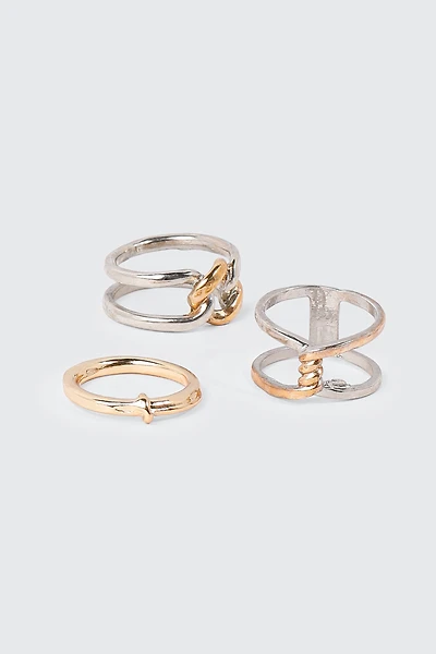 3-Pack Mixed Metal Rings