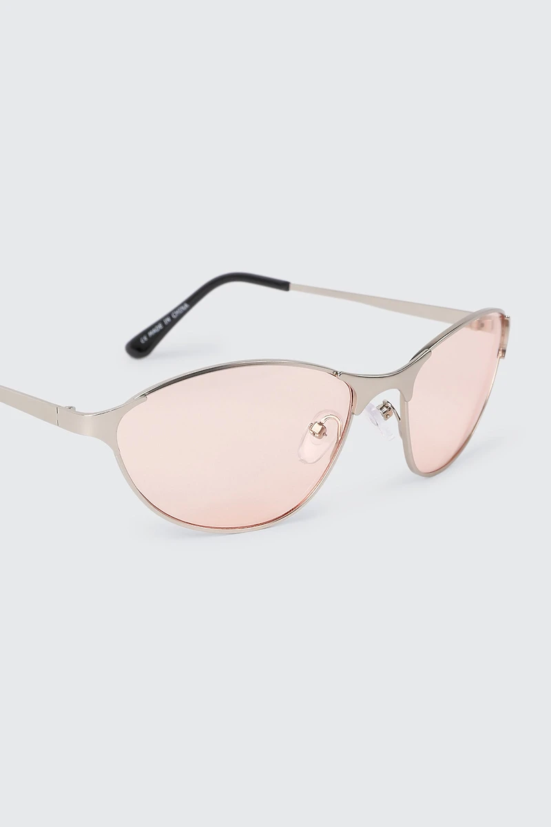 Lunettes de soleil œil-de-chat ovales minces