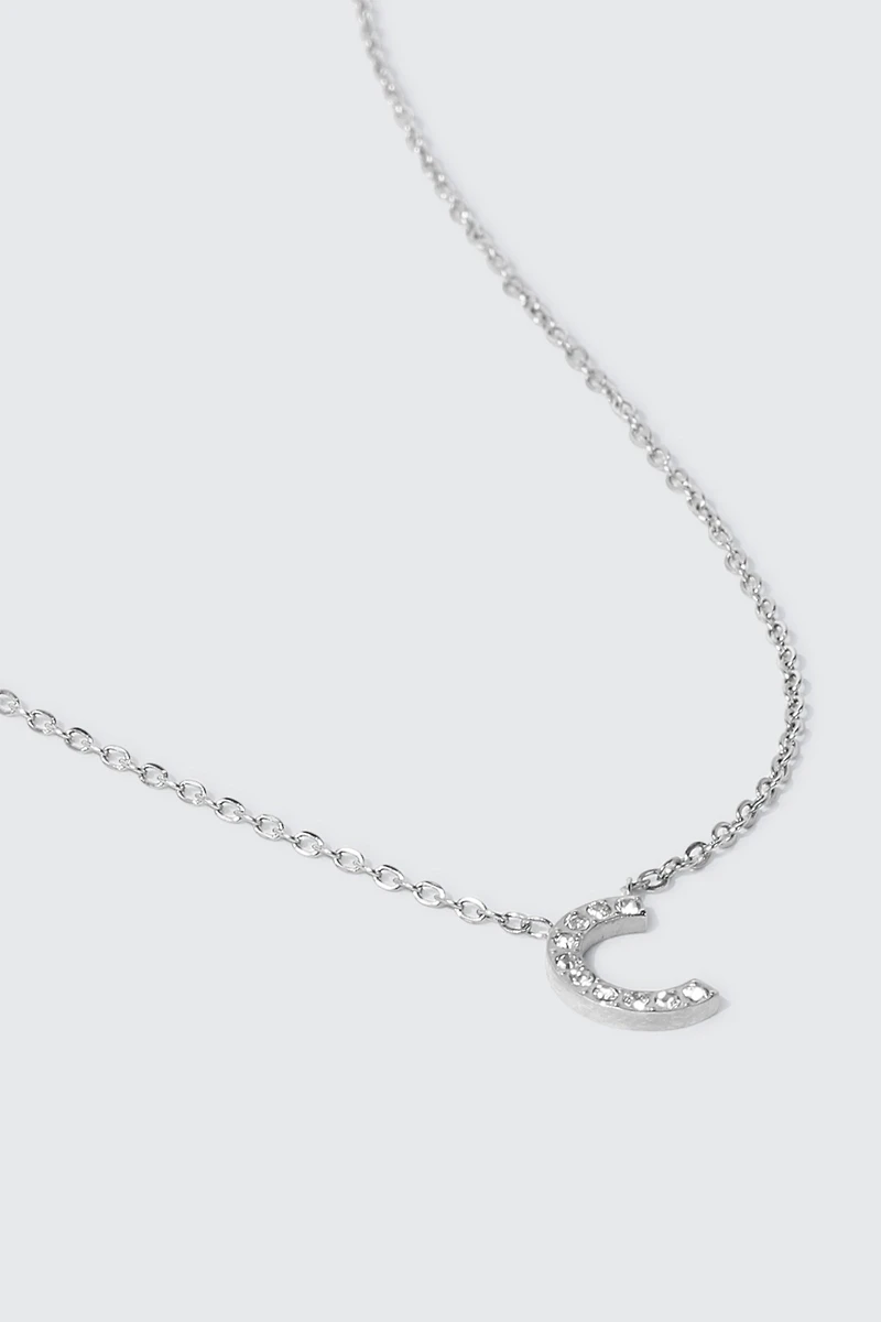 Collier initiale C en acier inoxydable