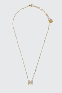 Collier initiale M plaqué or 14K
