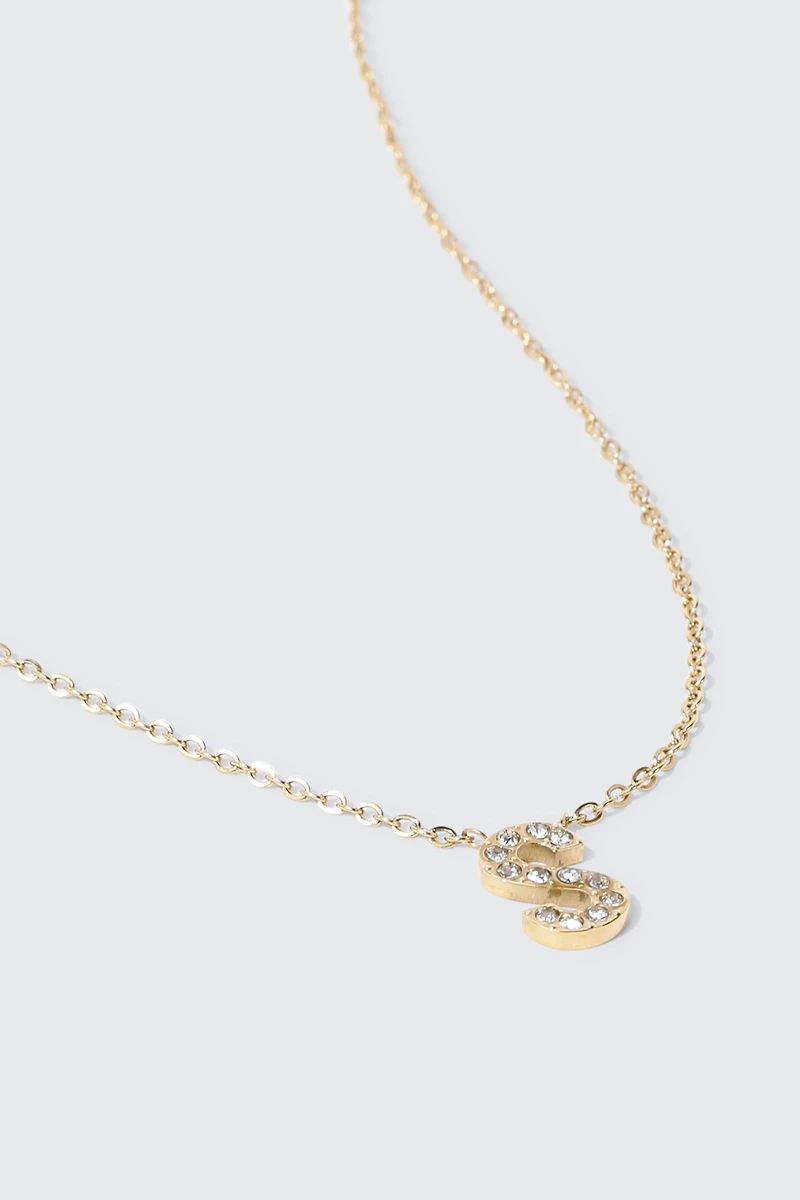 14K Gold Plated Initial S Necklace