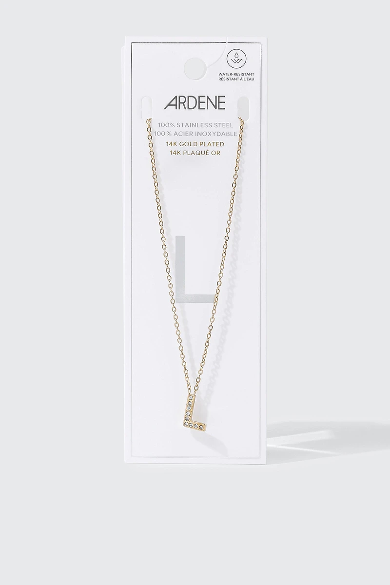Collier initiale L plaqué or 14K
