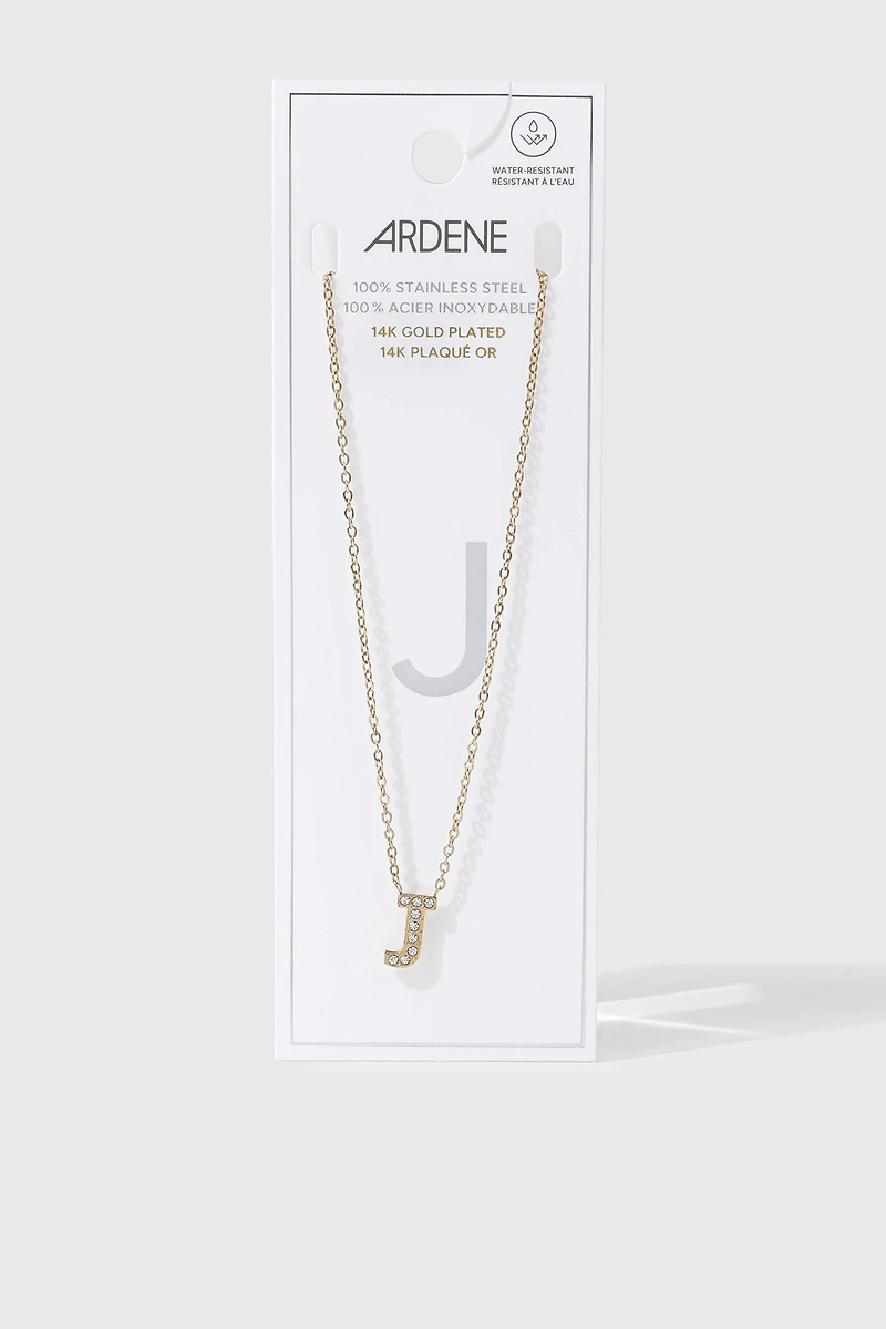 Collier initiale J plaqué or 14K