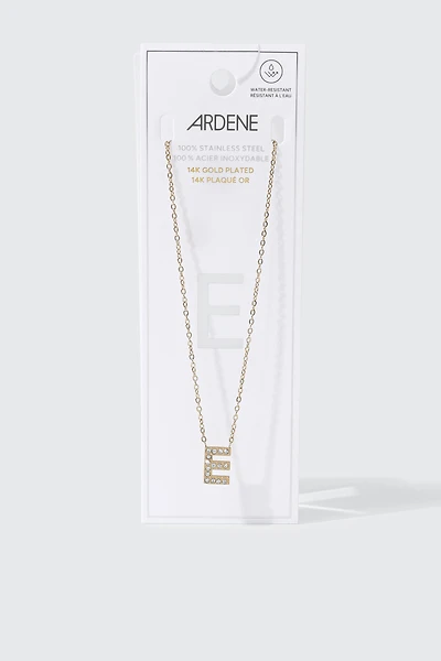 Collier initiale E plaqué or 14K