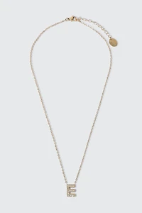 Collier initiale E plaqué or 14K