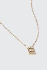 Collier initiale E plaqué or 14K