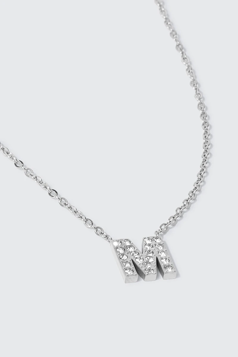 Stainless Steel Initial M Necklace