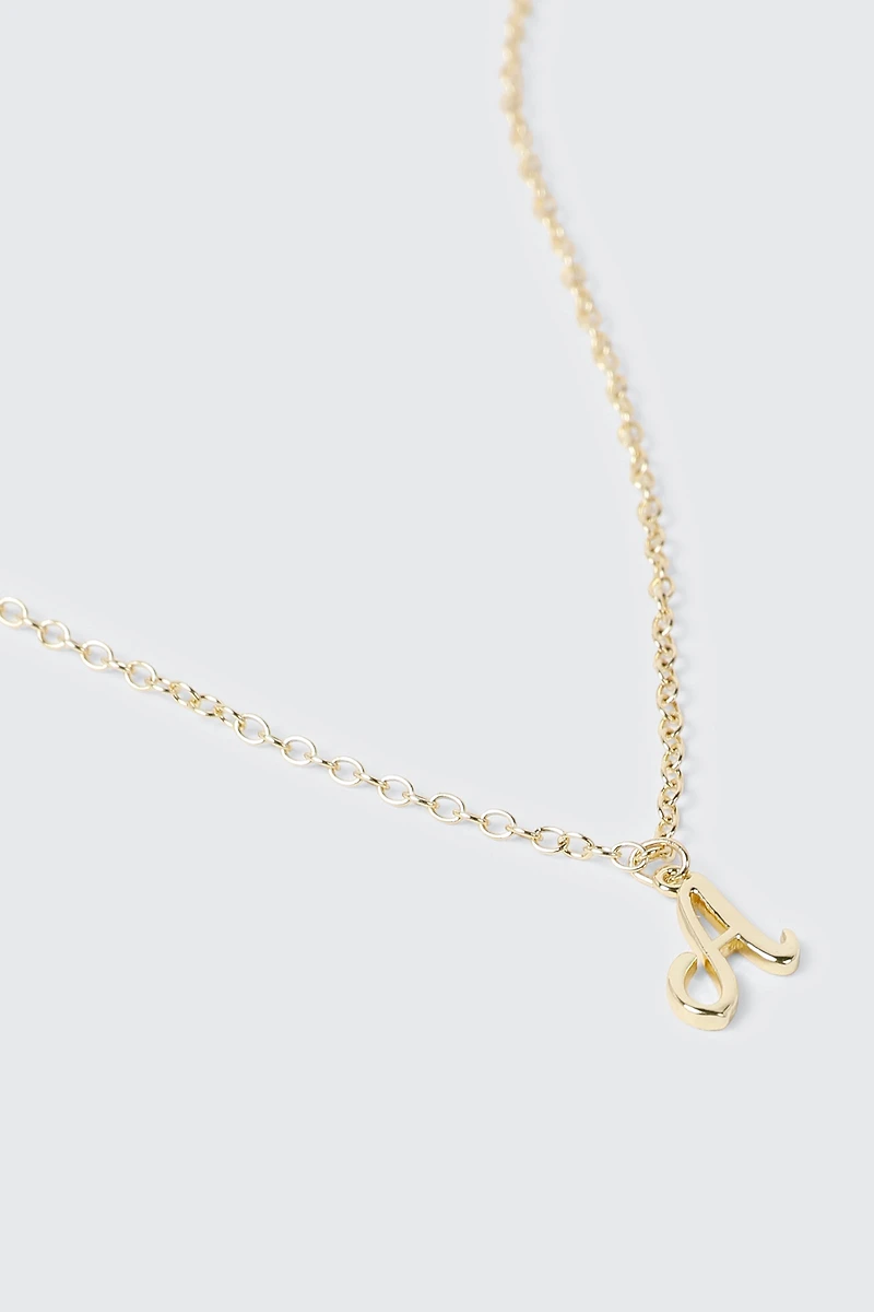 Collier initiale A plaqué or 14K