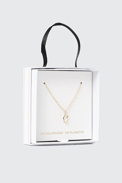 Collier initiale C plaqué or 14K