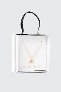 Collier initial M plaqué or 14K