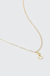 Collier initiale S plaqué or 14K