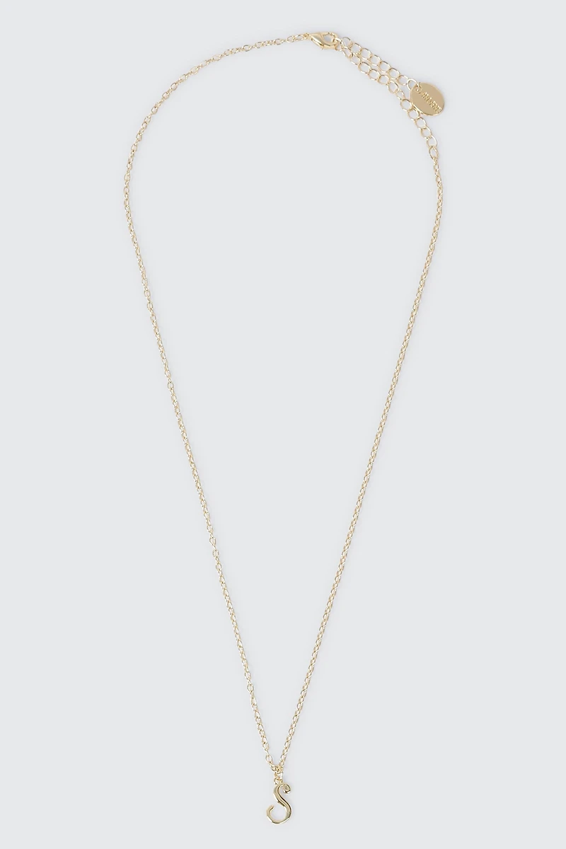 Collier initiale S plaqué or 14K