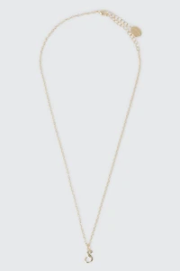 Collier initiale S plaqué or 14K