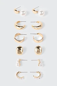 6-Pack Pearl Hoop Earrings